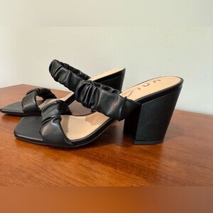 Unisa Black Ruched Mules